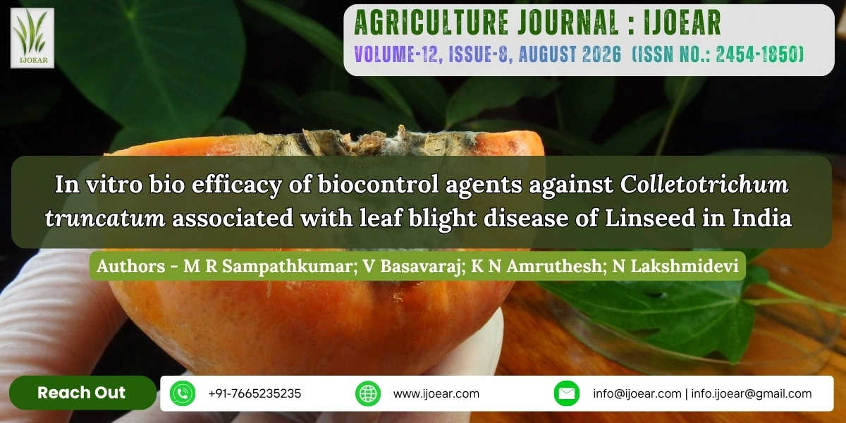 In vitro bio efficacy of biocontrol agents against Colletotrichum truncatum associated with leaf blight disease of Linseed in India
