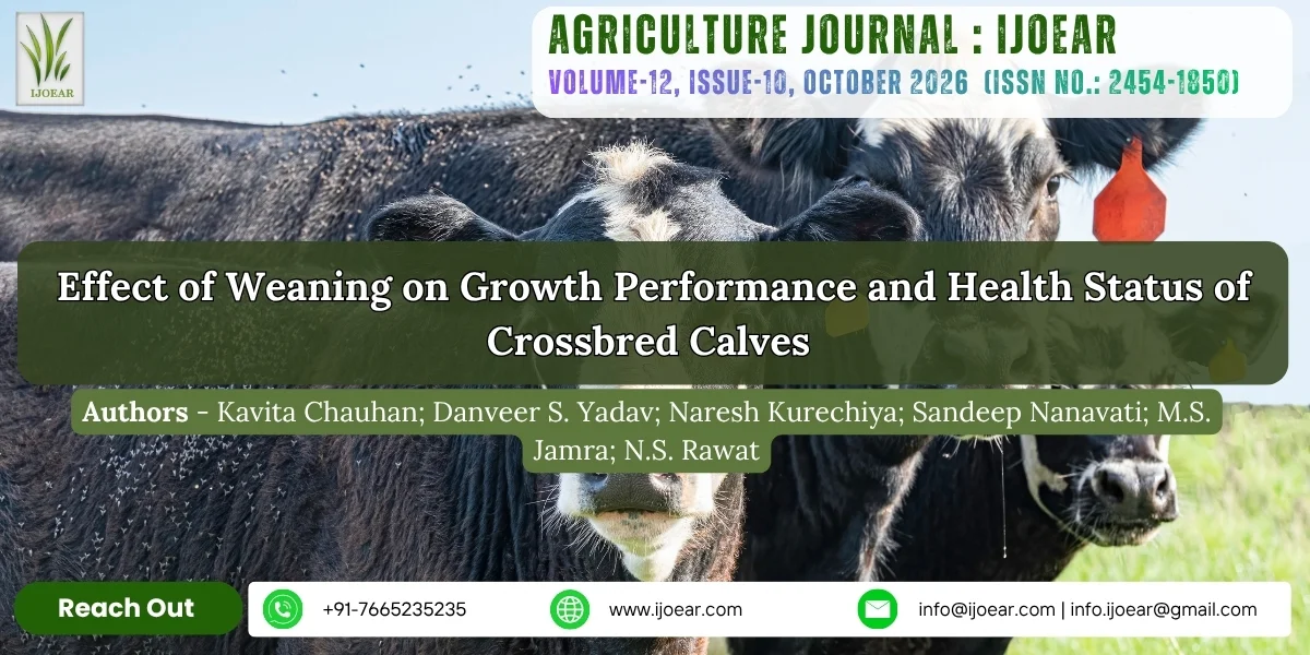 Effect of Weaning on Growth Performance and Health Status of Crossbred Calves