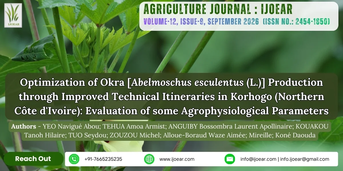 Optimization of Okra [Abelmoschus esculentus (L.)] Production through Improved Technical Itineraries in Korhogo (Northern Côte d'Ivoire): Evaluation of some Agrophysiological Parameters