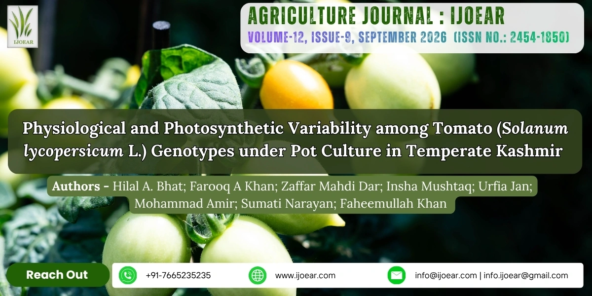 Physiological and Photosynthetic Variability among Tomato (Solanum lycopersicum L.) Genotypes under Pot Culture in Temperate Kashmir